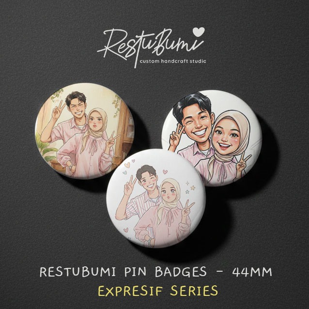 Jual Pin Couple Custom Lucu 44mm – Ekspresif Series Restubumi | Shopee ...