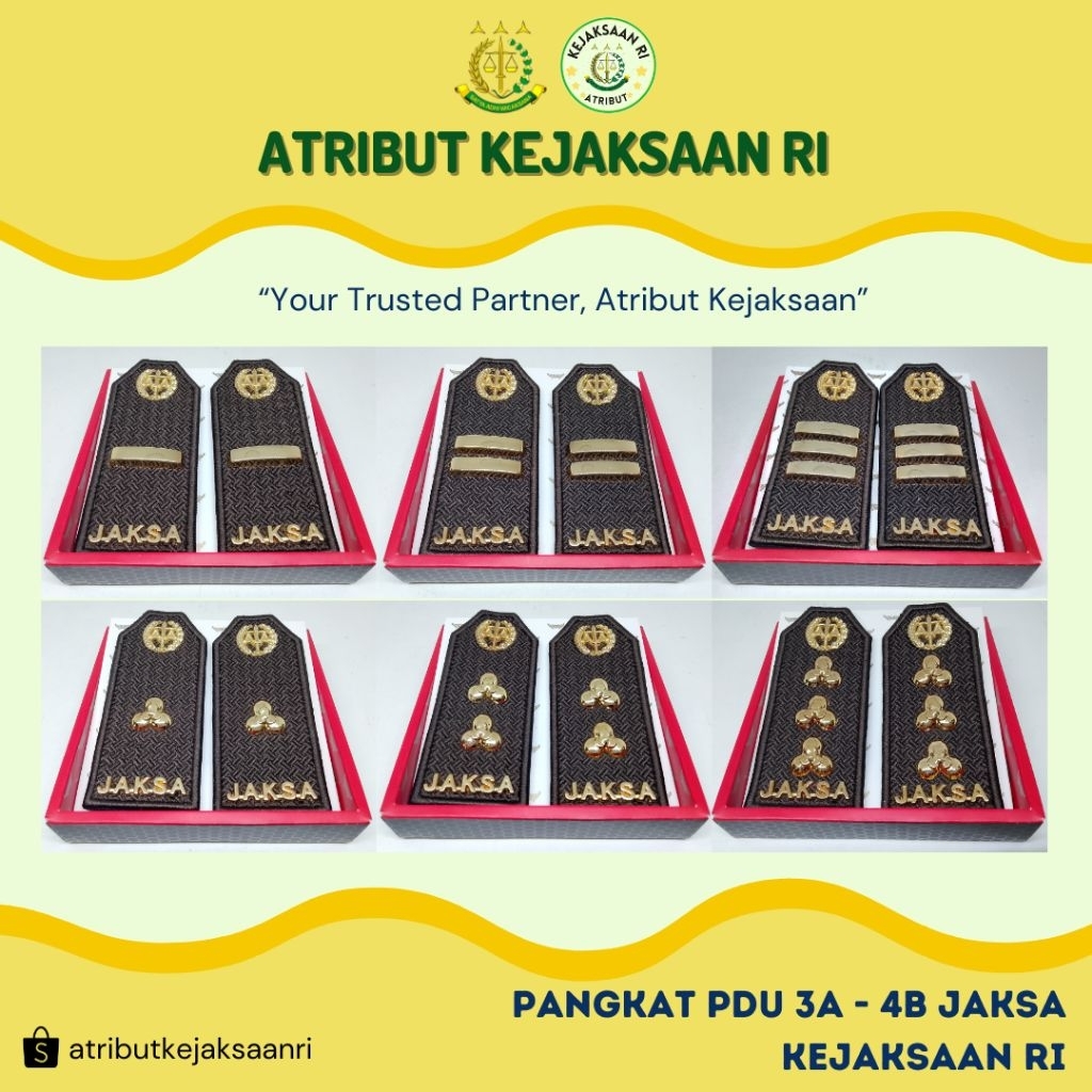 Jual ATRIBUT KEJAKSAAN RI - PANGKAT PDU PDUK PDUB JAKSA GOLONGAN 3A, 3B ...