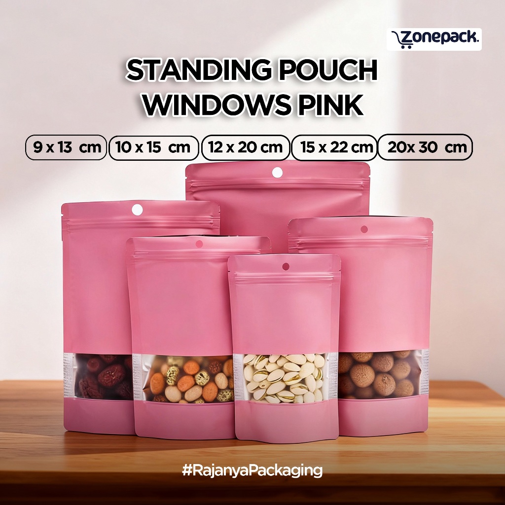 Product image Standing Pouch Windows Pink | Packing Snack Kemasan ...