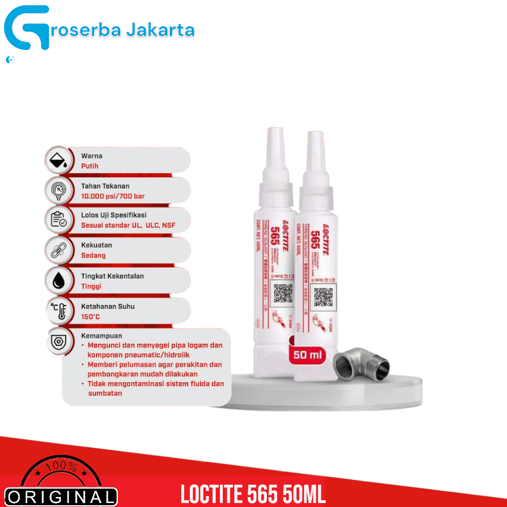 Jual LOCTITE 565 Thread Sealant Lem Pipa Anti Bocor 50 ml Lem Pipa 565 ...