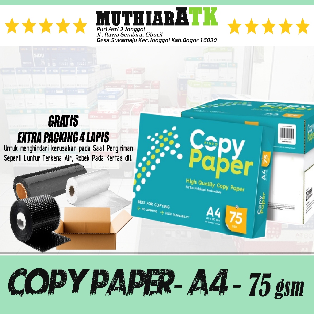 Jual 1 KARTON Kertas HVS A4 Copy Paper 75 gram (Satuan Rim 500 Lembar ...