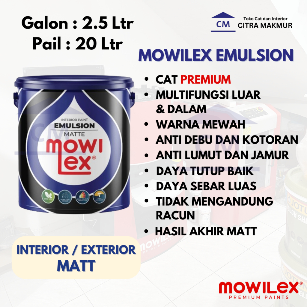 Jual MOWILEX EMULSION 20 Ltr - Putih Prima E-1000 ( Bisa Request dan ...