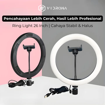 VIDRONA ELK 27 Ring Light 26cm Lampu Selfie LED Dengan Stand Untuk Make Up Live Streaming Vlog