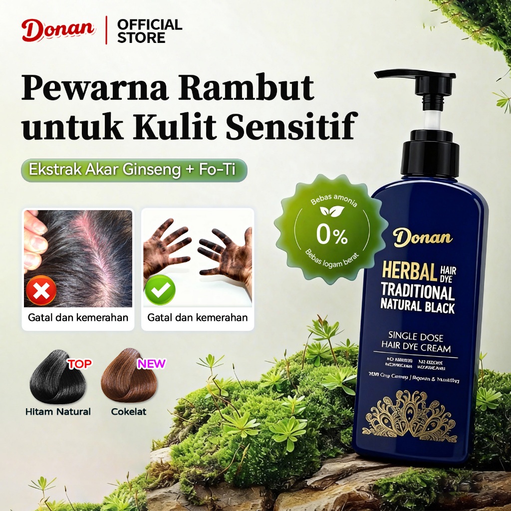 Jual Donan semir rambut hitam tahan lama / cat rambut hitam /Pewarna ...