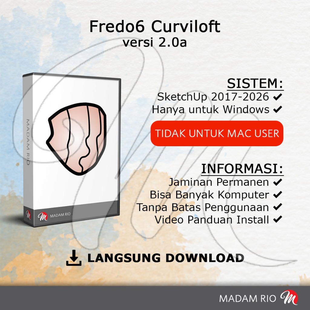 Fredo6 Curviloft atau Fredo Curviloft Plugin SketchUp 2017-2026 Full versi