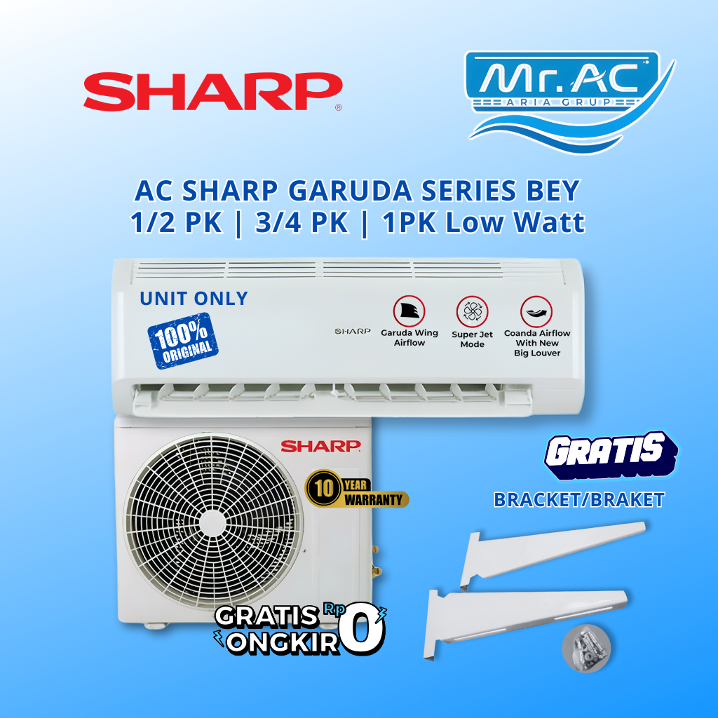 Jual AC SHARP GARUDA SERIES BEY 1/2 PK - 1 PK Low Watt R32 Gold Fin ...