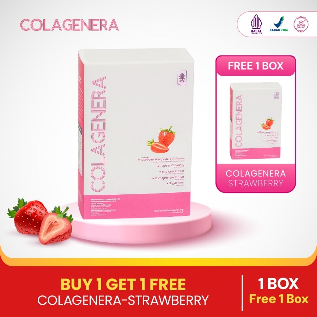 Jual BUY 1 GET 1 FREE COLAGENERA RASA STRAWBERRY 2 BOX 10 SACHET ...