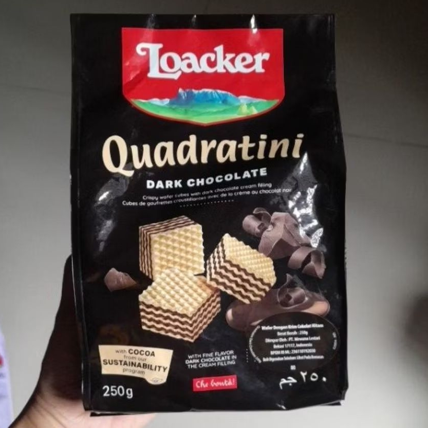 Jual Loacker Quadratini wafer biskuit 250gr rasa Dark Chocolate Coklat ...