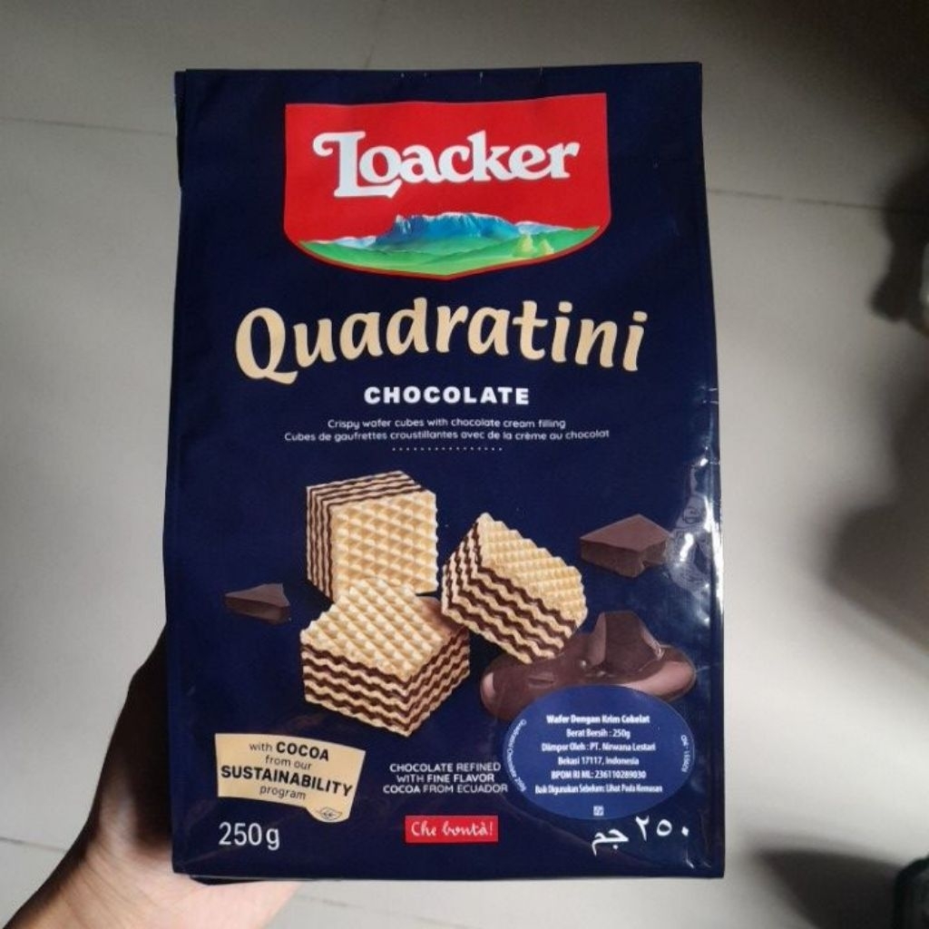 Jual Loacker Quadratini wafer biskuit coklat rasa COKLAT IMPORT 250gr ...