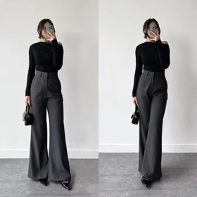 Nenjie Etta Pants Celana Kulot Highwaist Flare Pants Premium Semiwool S XXL