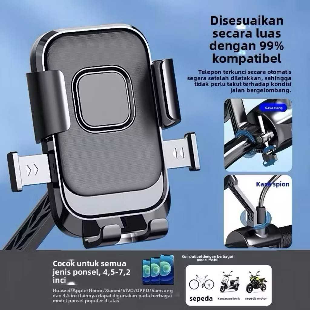Jual PROMO Holder Hp Motor Stand Penyangga Handphone Braket Spion ...