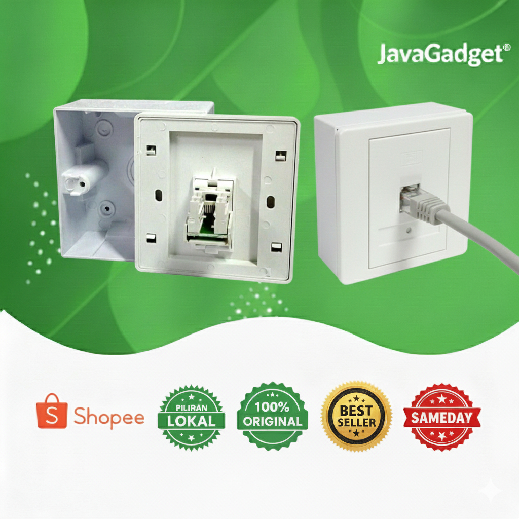 Jual Faceplate RJ45 UTP Cat5e 1 Hole Modular Outbow Wall Mount Rapi ...
