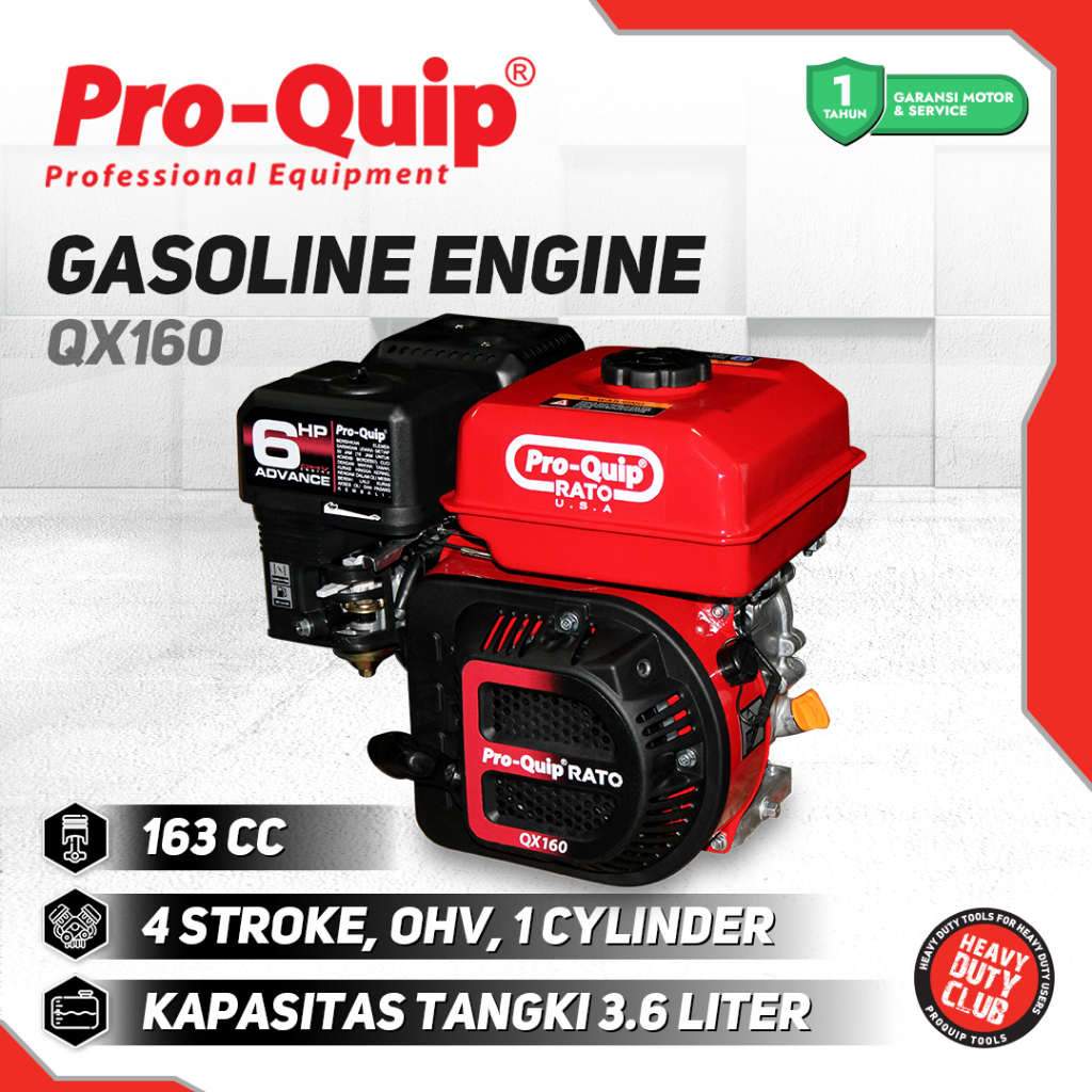 Jual PROQUIP Mesin Penggerak Bensin 4 Tak Engine Proquip Rato 6HP QX160 ...