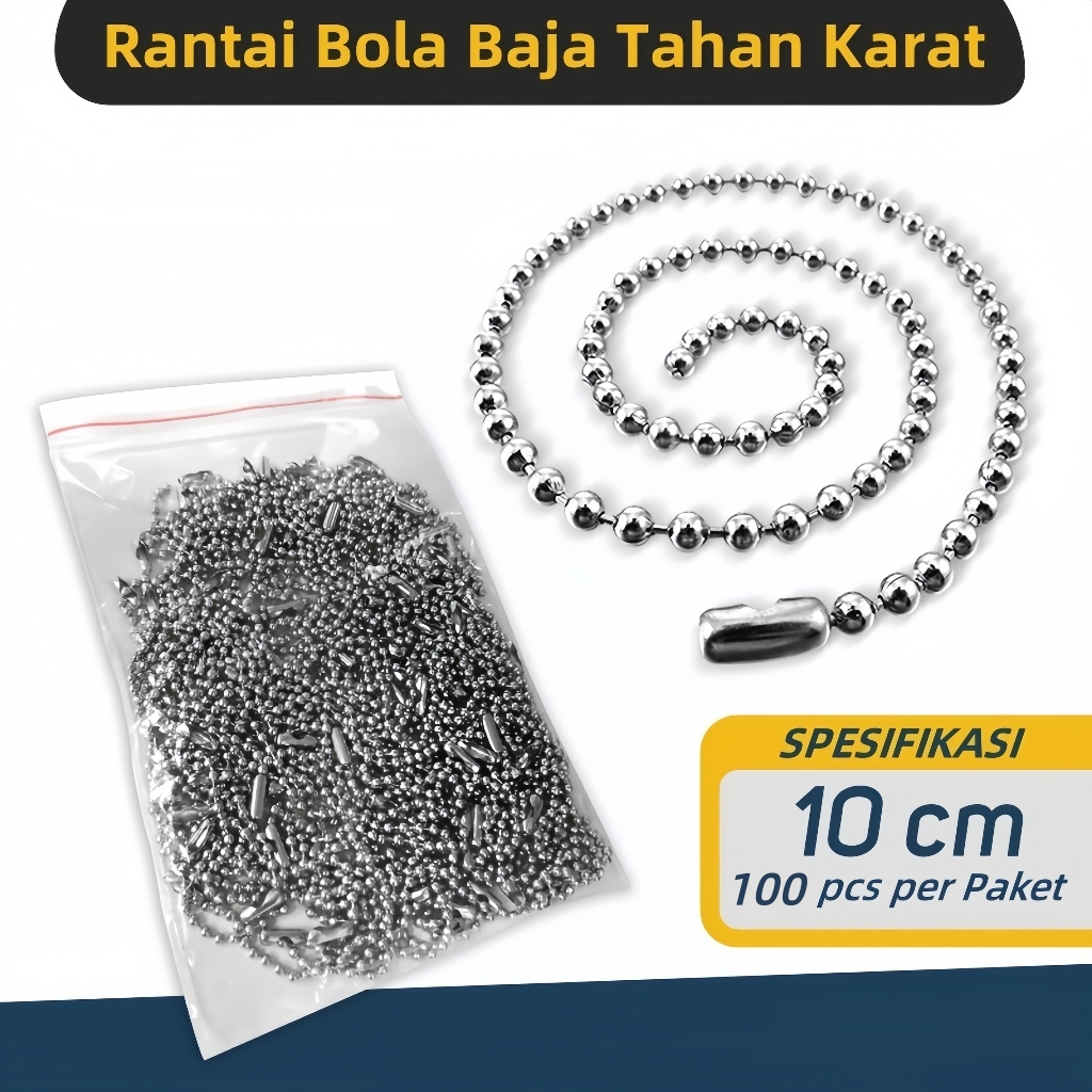 Jual 100pcs Rantai Bola Panjang 10cm rantai biji lada gantungan rantai ...