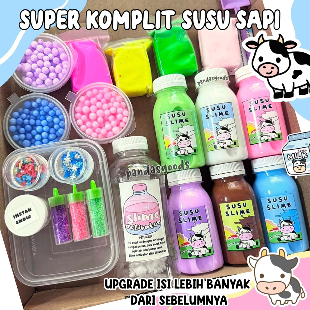 Jual [UPGRADE] ISI LEBIH LENGKAP SLIME KIT SUSU SAPI VIRAL BUAT SLIME ...