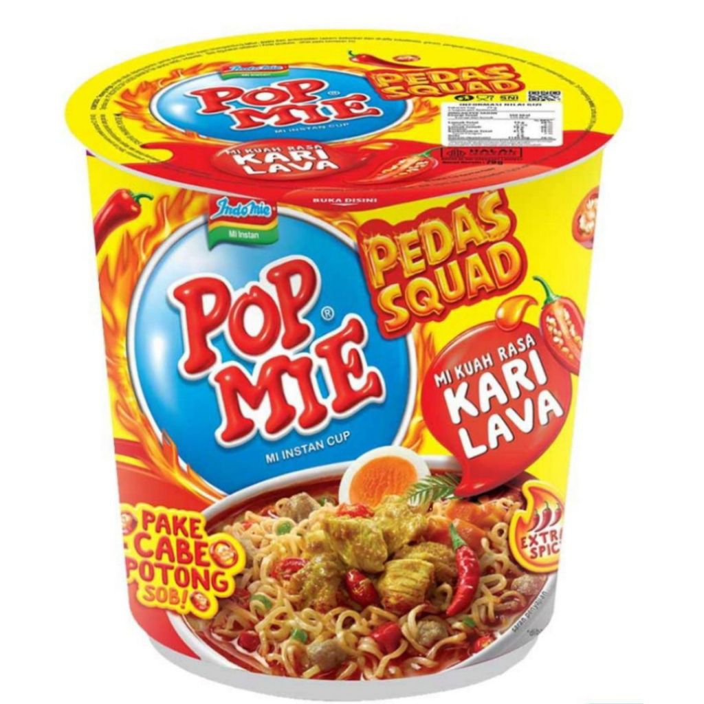 Jual POP MIE INSTANT REGULER KUAH PEDAS SQUAD RASA KARI LAVA KEMASAN ...