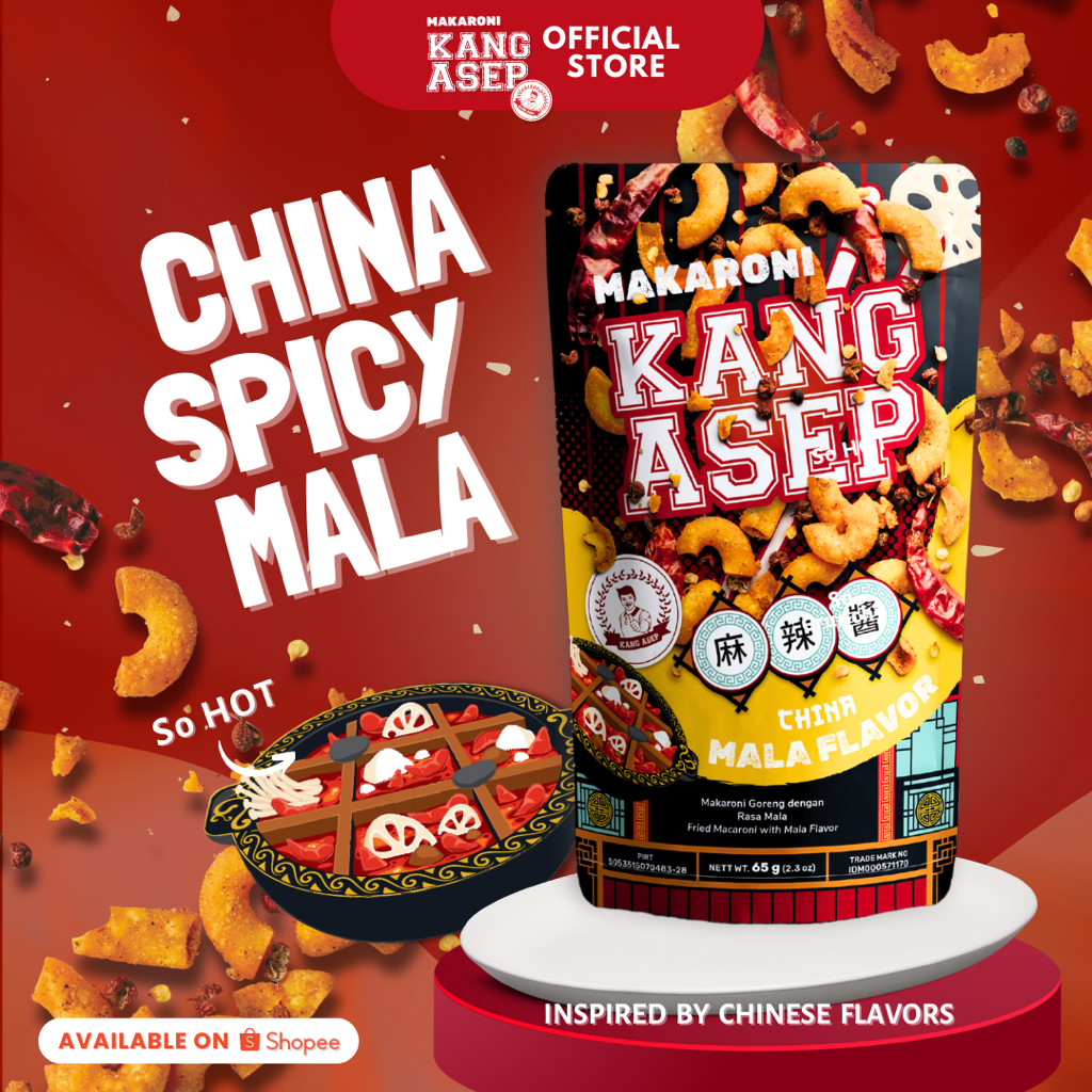 Jual Makaroni Kang Asep Rasa China Mala POUCH 65g | Shopee Indonesia