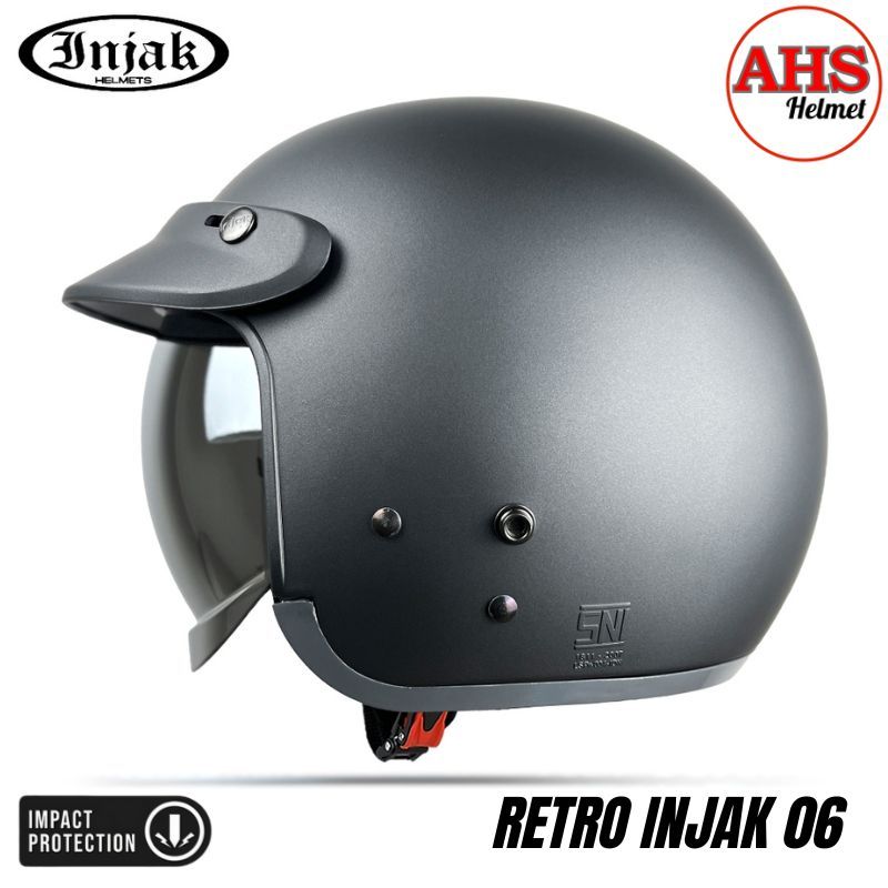 Jual HELM RETRO INJAK 06 INNER VISOR FULL LEHER SOLID STANDARD SNI ...