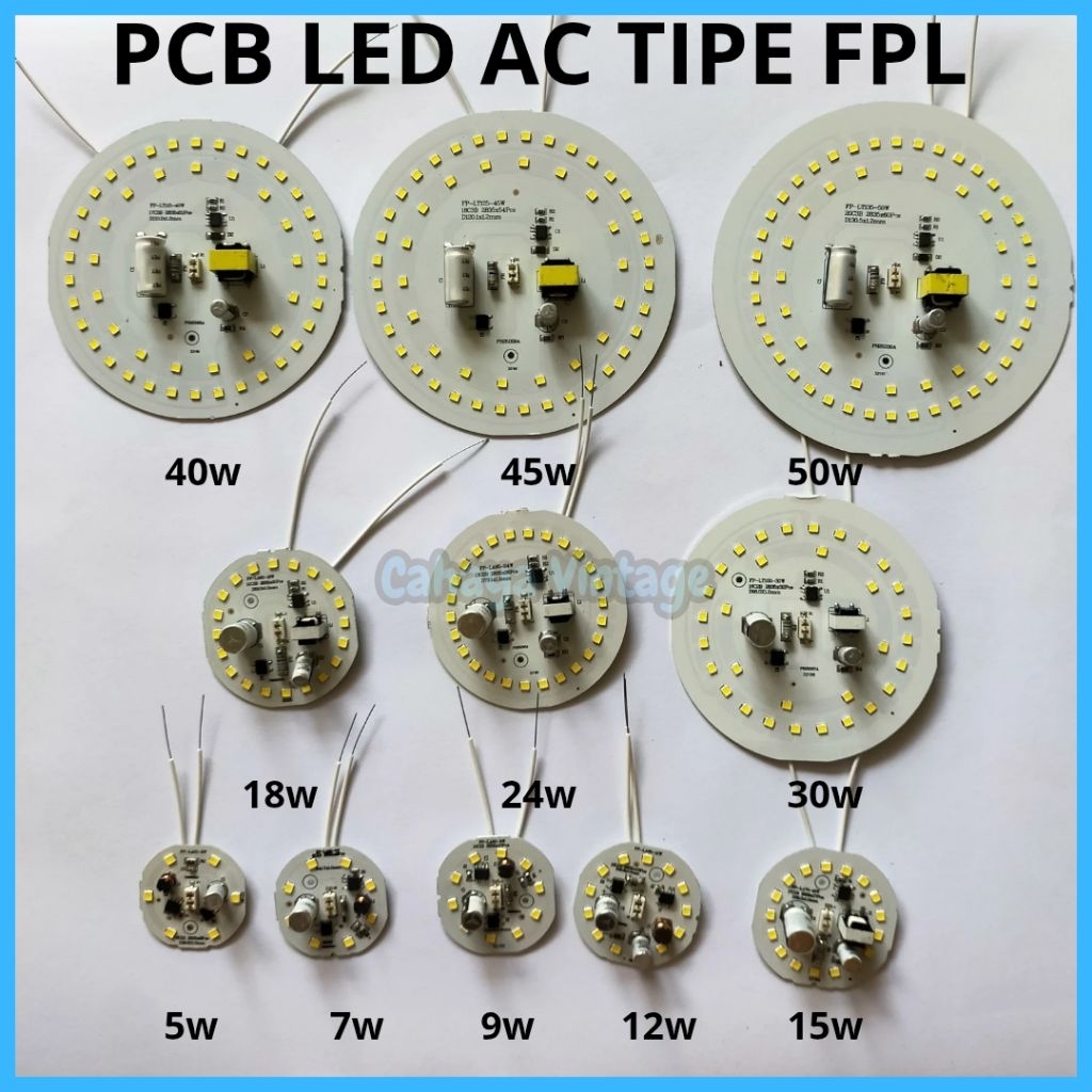 Jual PCB LAMPU LED AC FPL 5 7 9 12 15 18 24 30 40 45 50 WATT / MESIN ...