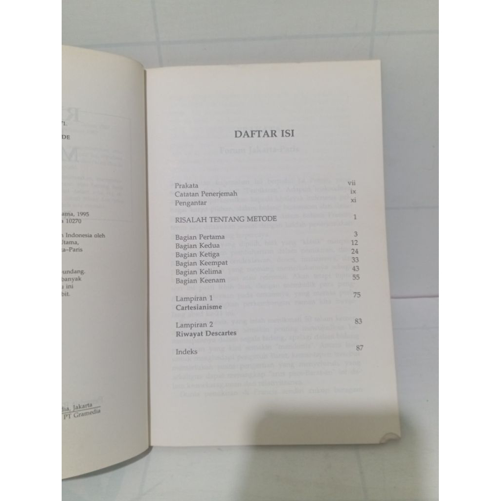 Jual Buku Karya Prancis Pilihan Risalah Tentang Metode Rene Descartes ...