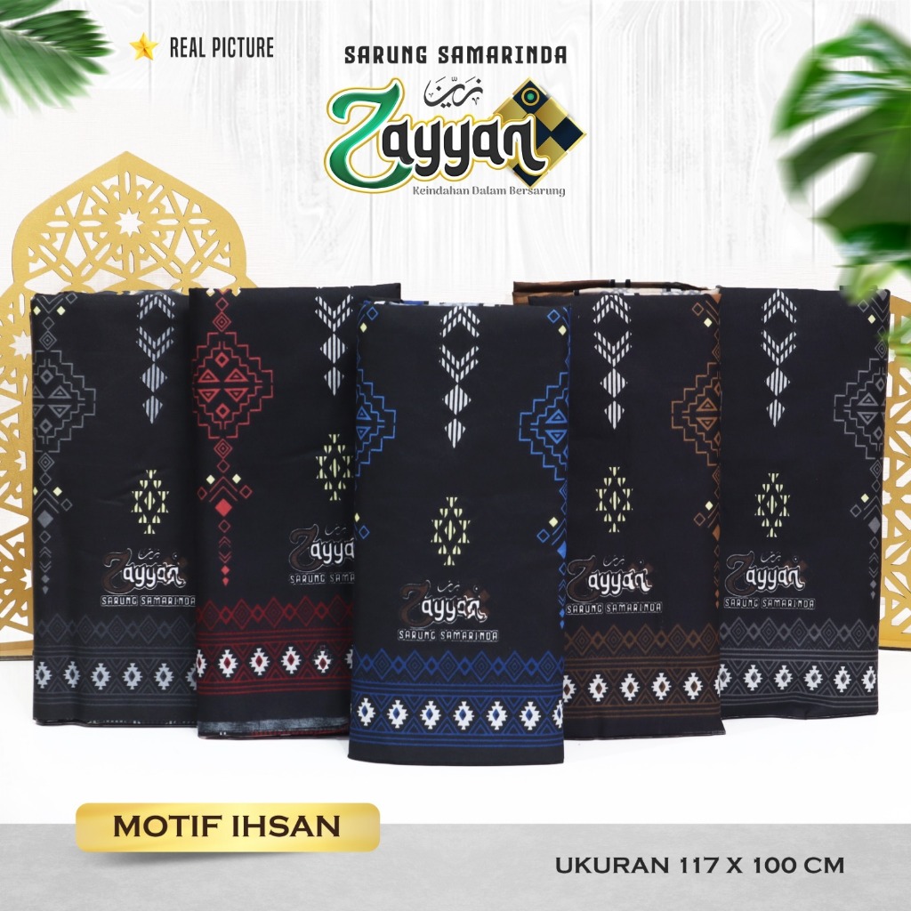 Zayyan Sarung Samarinda Jumbo dengan Dus (100x117 cm) Motif Ammar, Ardian, Hilma