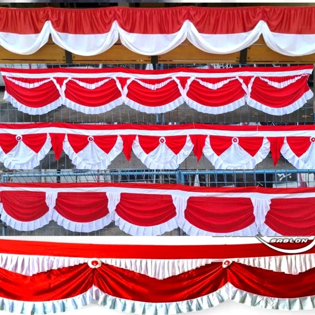 Bendera Background Merah Putih Garuda Rumbai Dekorasi 17 Agustus HUT RI Hiasan Panggung