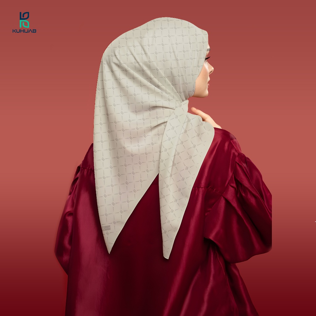 KUHIJAB Monogram Series Jilbab Motif Floral Kerudung Segi Empat Hijab Scarf Bahan Voal Laser Cut
