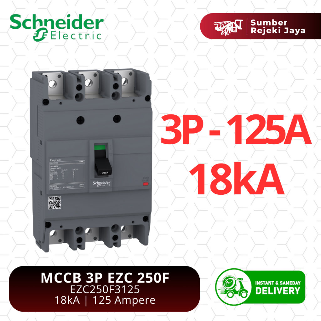 Schneider MCCB NFB Breaker EZC250F 3P 125A 18kA | EZC250F3125