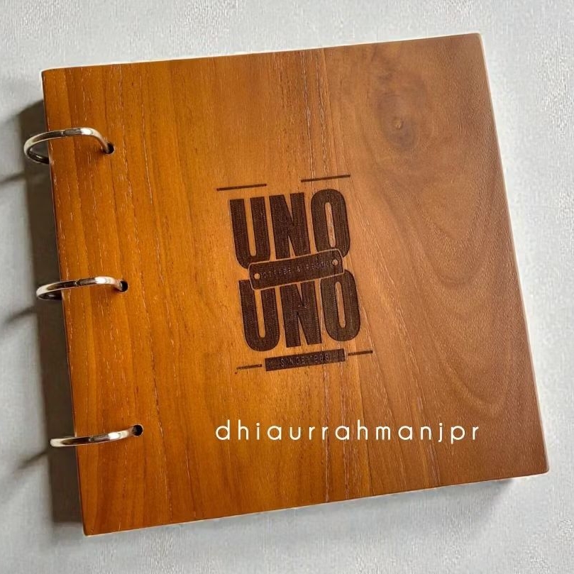 Jual buku menu kayu jati perhutani A5 grafir logo | Shopee Indonesia