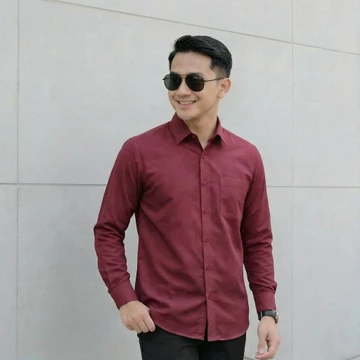 Twin Salamangka Kemeja Polos Pria Lengan Panjang Premium