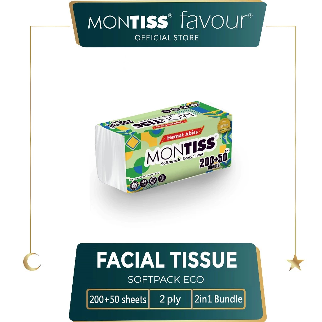 Jual (4in1 Bundle) Tissue Montiss 200+50 Sheet Eco 4in1 - Facial Tisu ...