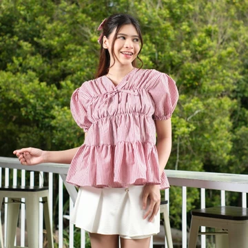 Yoenik Apparel Foila Rubber Blouse Atasan Kerut Dada Korean Style Wanita