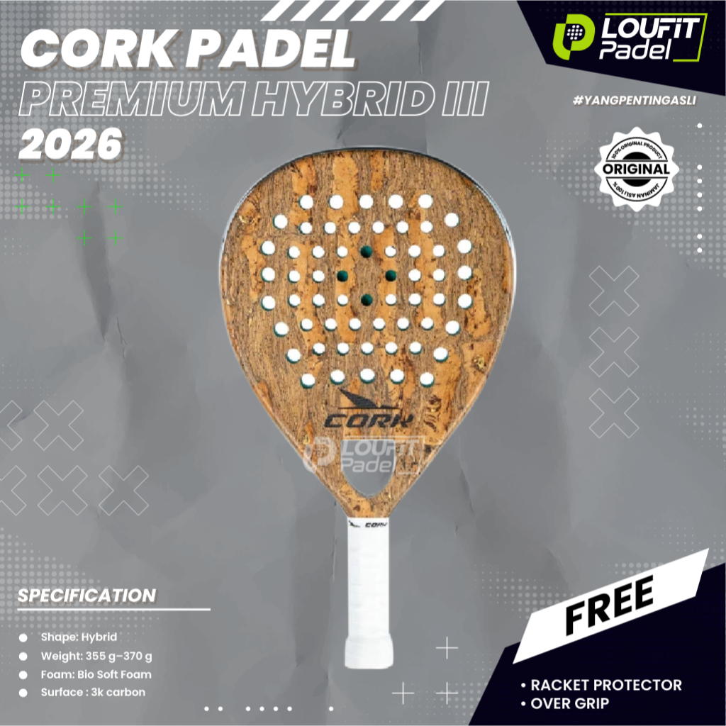 Jual CORK PREMIUM HYBRID 3 (2026) Padel Racket Original Handmade in ...