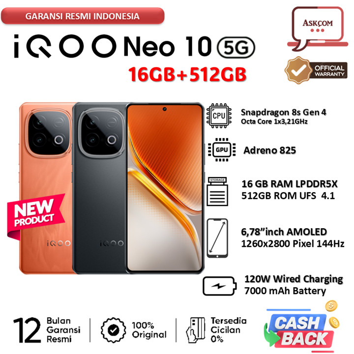 Vivo iQOO Neo 10 (16GB+512GB) - Snapdragon 8s Gen 4 - 7K VC Cooling - 7000mAh 12