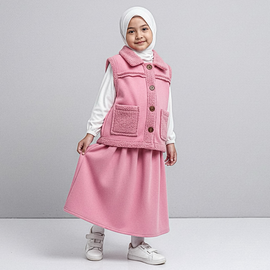 Jual DREALKIDS jaket rompi anak pink bahan polar dan sherpa 2-10tahun ...