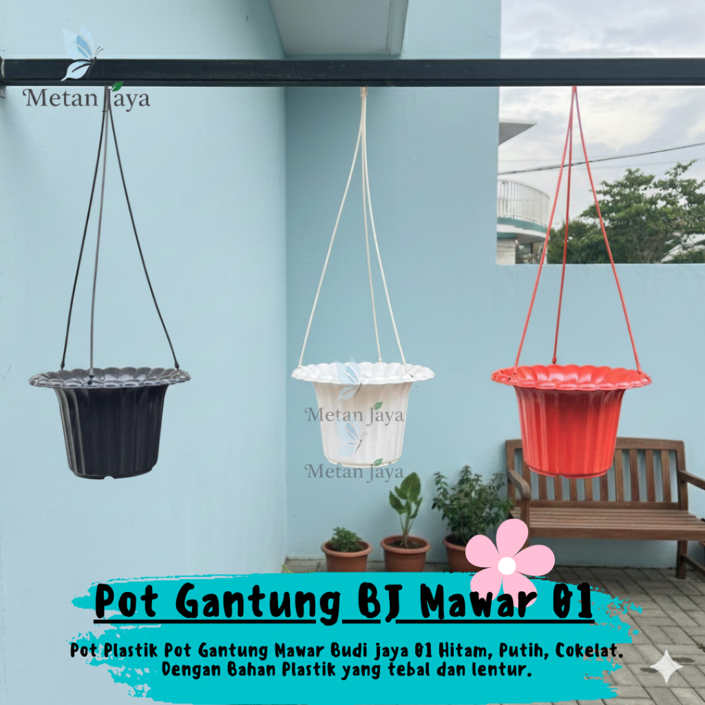 Jual Pot Gantung Mawar 01 BJ Hitam Putih Cokelat Bata Tanaman Bunga ...