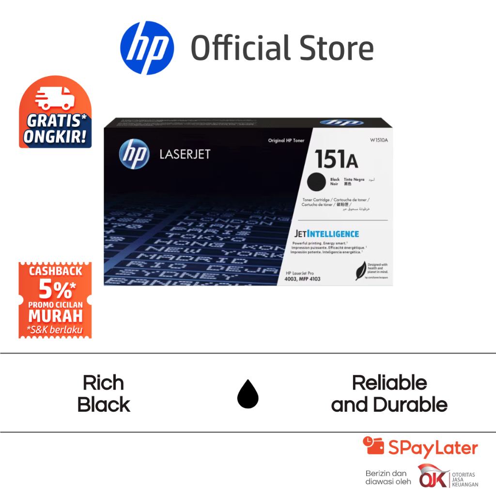 HP Toner Printer Original 151A Hitam / Black LaserJet Toner Cartridge Black / LaserJet Pro 4003, 4103 - Catridge asli / ori / Gratis Ongkir