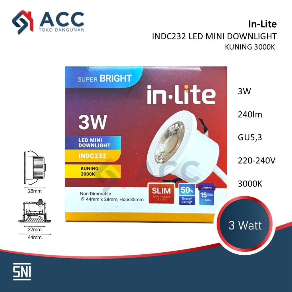 Jual INLITE INDC232 3W WATT LED SPOTLIGHT SPOT LIGHT | Shopee Indonesia