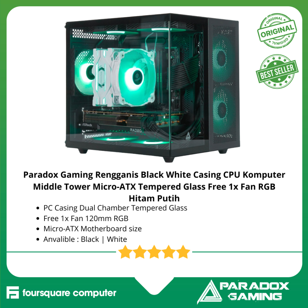 Jual Paradox Gaming Rengganis Black White Casing CPU Komputer Middle ...