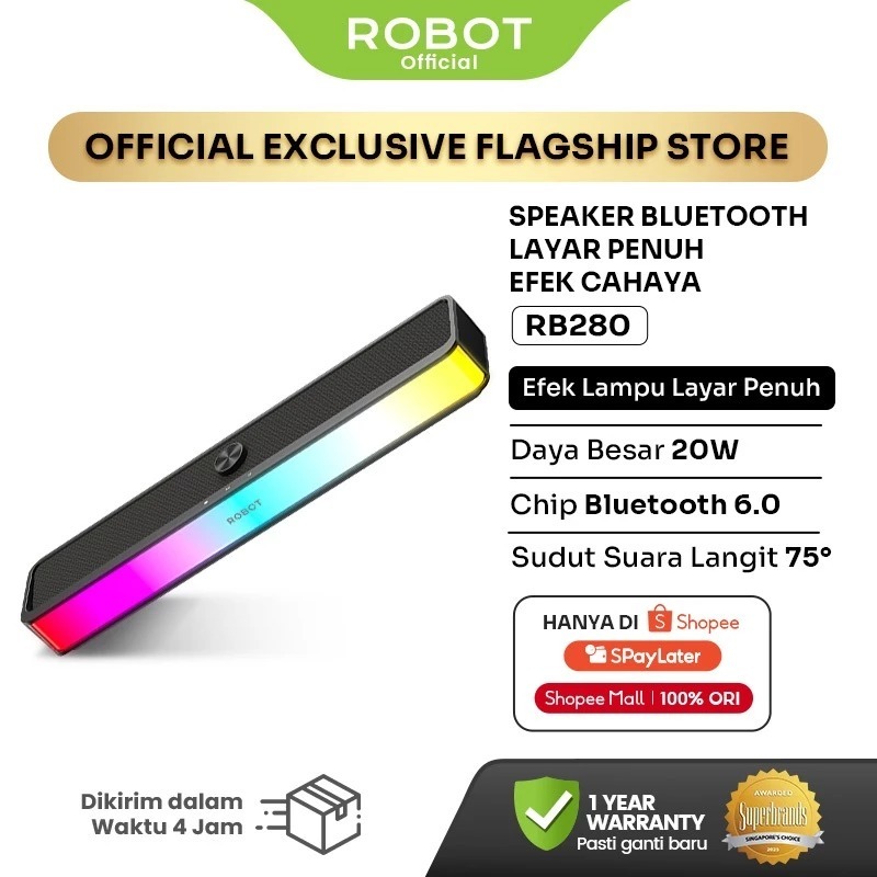 Jual ROBOT RB280 Soundbar Speaker Bluetooth 6.0 20W RGB Lightshow Deep ...