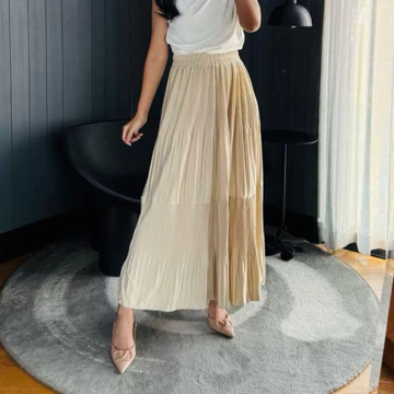 Angela Skirt Rok Maxi Susun DUA Plisket Lidi Mayung Rok Plisket Lidi Cabang Ruflle Pleated Skirt