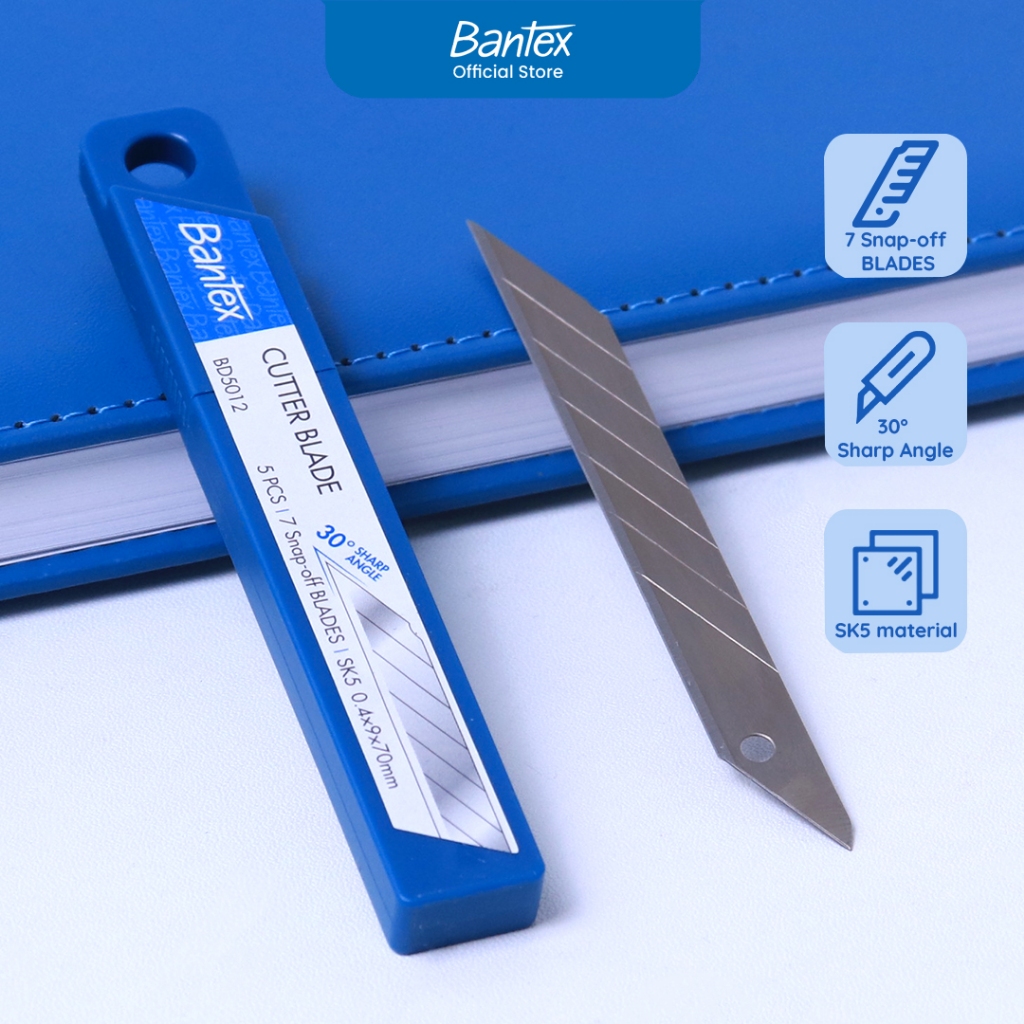 Bantex Refill Cutter Blade Isi Pisau Pemotong 5 Pcs Sudut Tajam Material SK4 / SK5