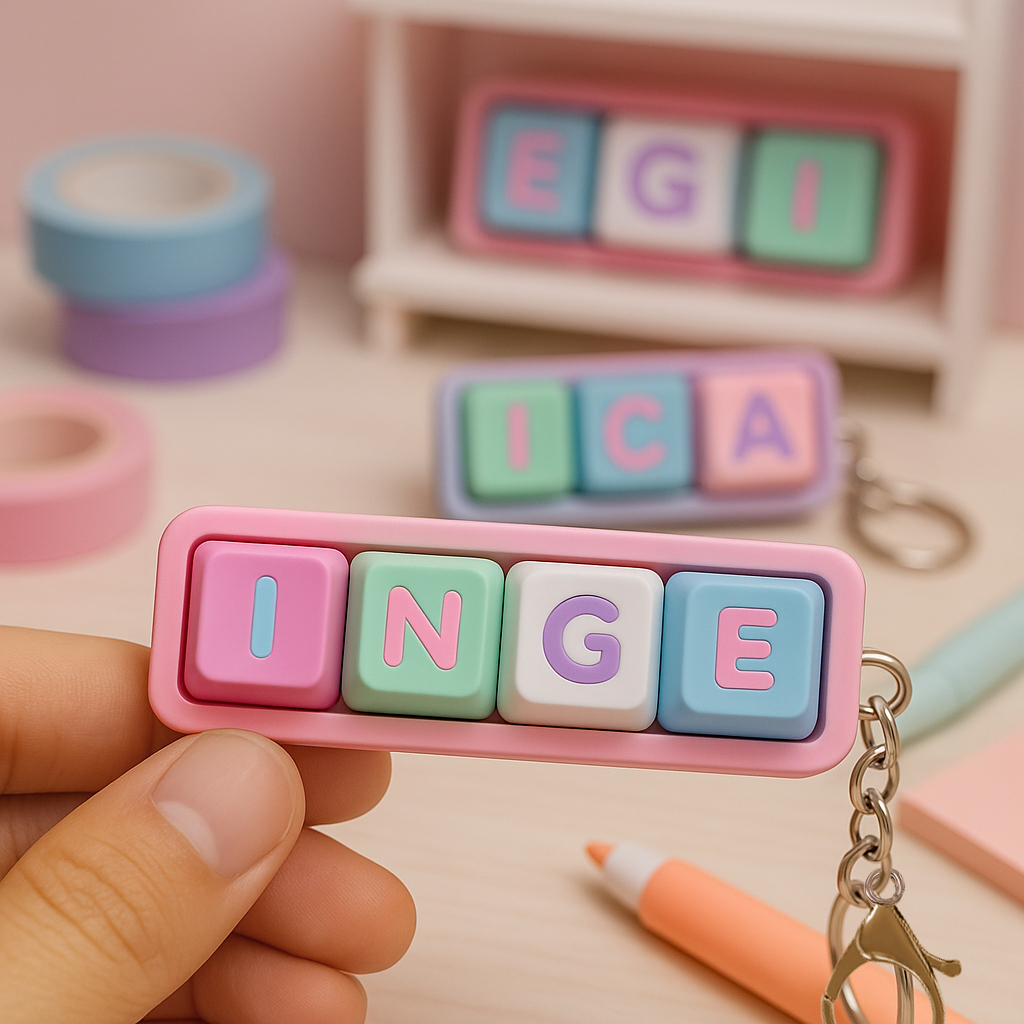 Jual Gantungan kunci custom nama 3D keychain keyboard premium fidget ...