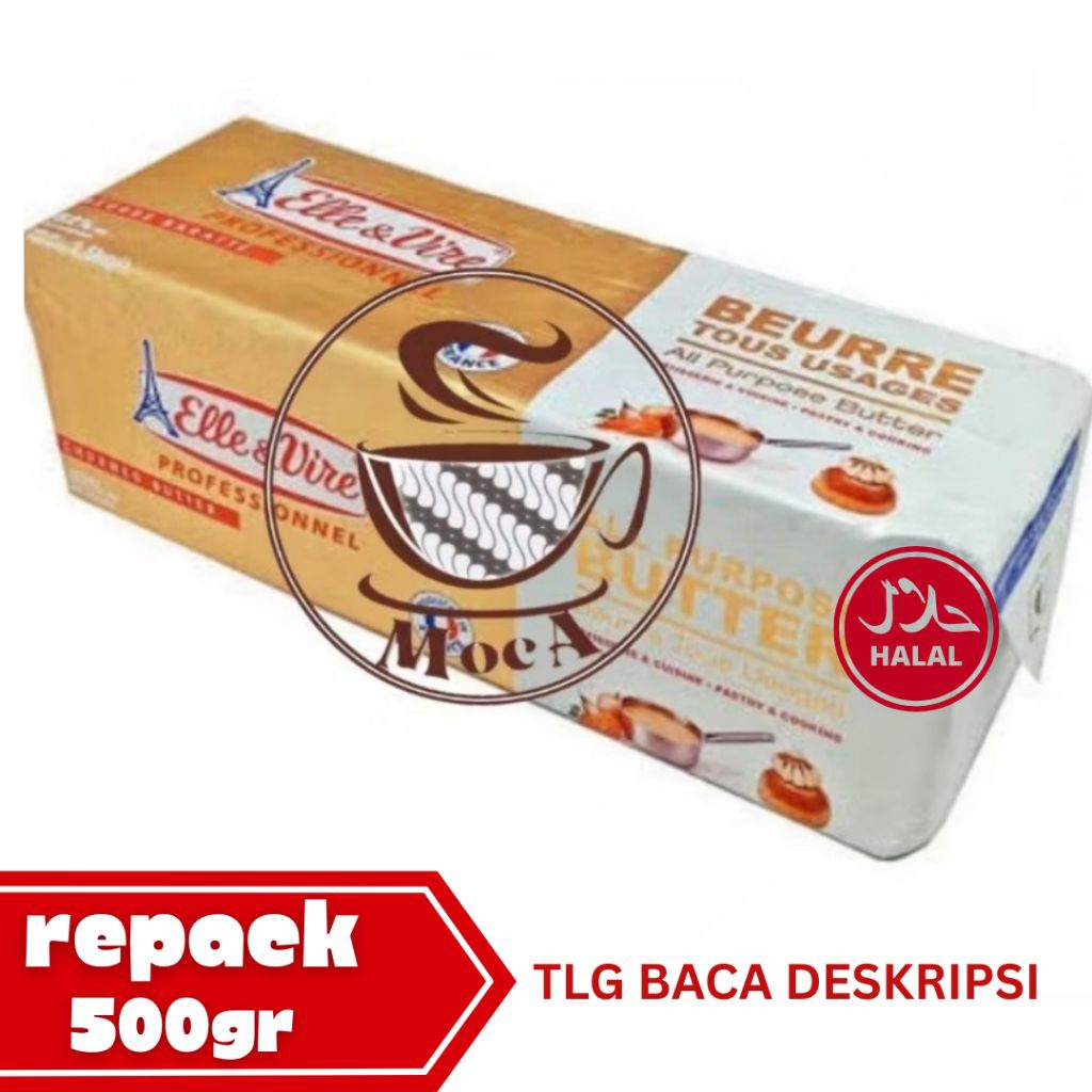 Jual BUTTER ELLE & VIRE 82% UNSALTED REPACK 250GR 500 GRAM 1KG 100% ...