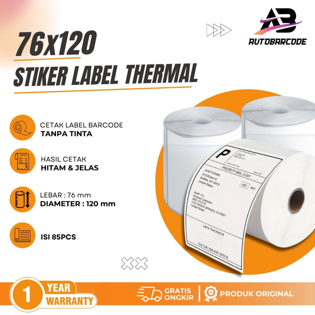 Jual Label Thermal 76X120 isi 85 Stiker Resi Pengiriman Marketplace ...