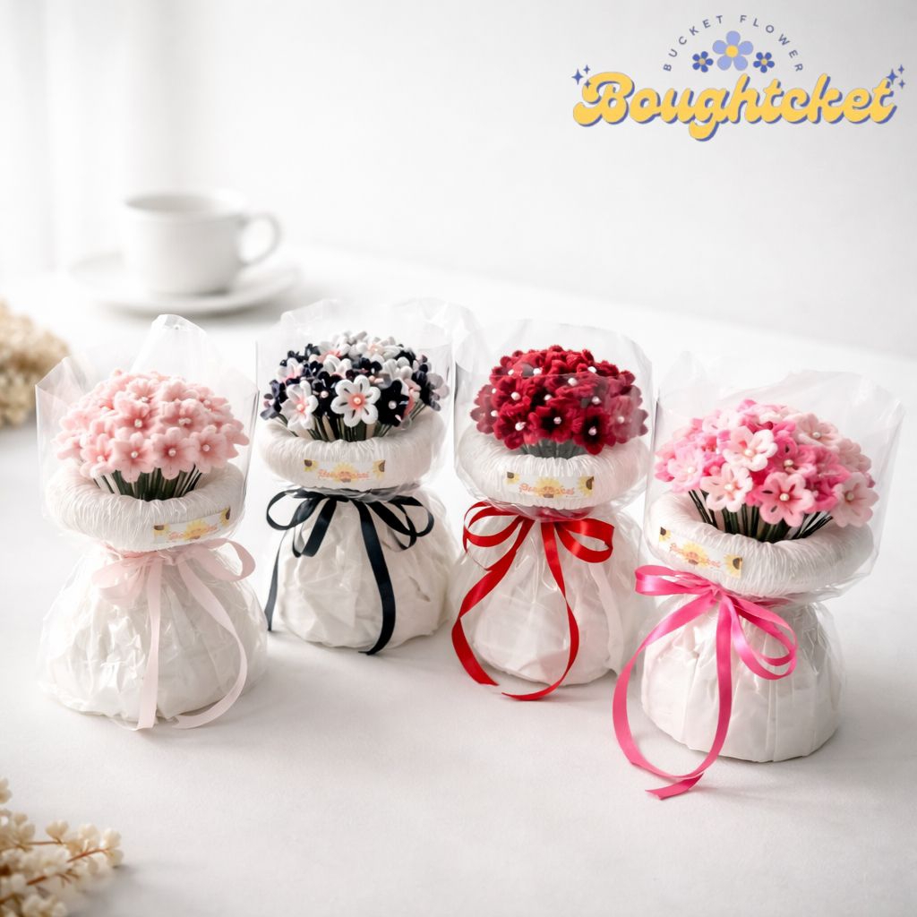 Jual Round Buket Bunga Daisy Kawat Bulu - Bucket Round Bunga Daisy Pipe ...