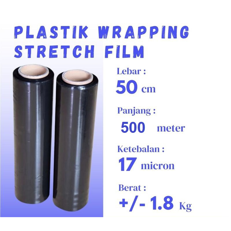Jual Stretch Film Plastik Wrapping Hitam 50 cm x 500 mtr | Shopee Indonesia
