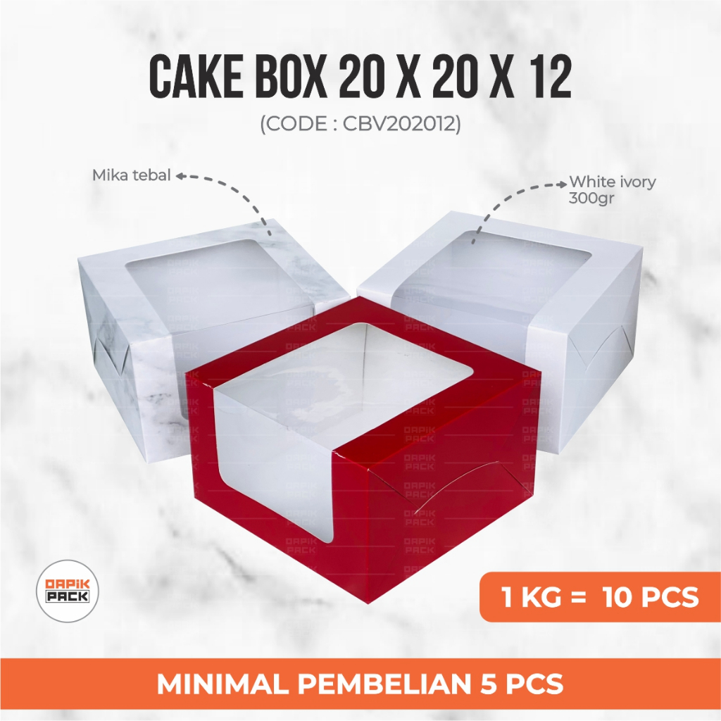 Jual Cake Box 20x20x12, Kemasan Kue, Kemasan Roti, Packaging Kue ...