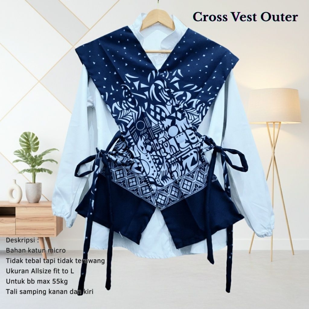 Jual CROSS VEST OUTER | Outer vest batik rompi batik outer rompi simple ...