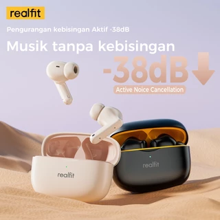 Realfit F3 ANC Bluetooth Earphone -38dB Noise Cancelling Tws Earbuds dengan Mic Kualitas Suara Luar Biasa